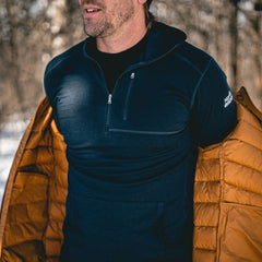 NorthWool Men's Merino Wool 1/4 Zip Midlayer Hoodie with Pouch and Pocket 260 GSM NorthWool Men's Merino Wool 1/4 Zip Midlayer Hoodie with Pouch and Pocket 260 GSM