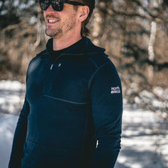 NorthWool Men's Merino Wool 1/4 Zip Midlayer Hoodie with Pouch and Pocket 260 GSM NorthWool Men's Merino Wool 1/4 Zip Midlayer Hoodie with Pouch and Pocket 260 GSM