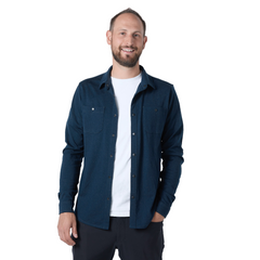 NorthWool Men's Merino Wool Shaket - Midweight Button Down Regular Fit (Navy) NorthWool Men's Merino Wool Shaket - Midweight Button Down Regular Fit (Navy)