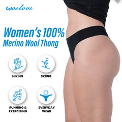 Women's Odour Blocking Merino Wool Underwear - Thong Women's Odour Blocking Merino Wool Underwear - Thong