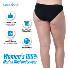 Women's Odour Blocking Merino Wool Bikini Brief Underwear Women's Odour Blocking Merino Wool Bikini Brief Underwear