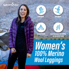 Women's 100% Merino Wool Long Underwear Base Layer Leggings 190 GSM - Midweight Women's 100% Merino Wool Long Underwear Base Layer Leggings 190 GSM - Midweight