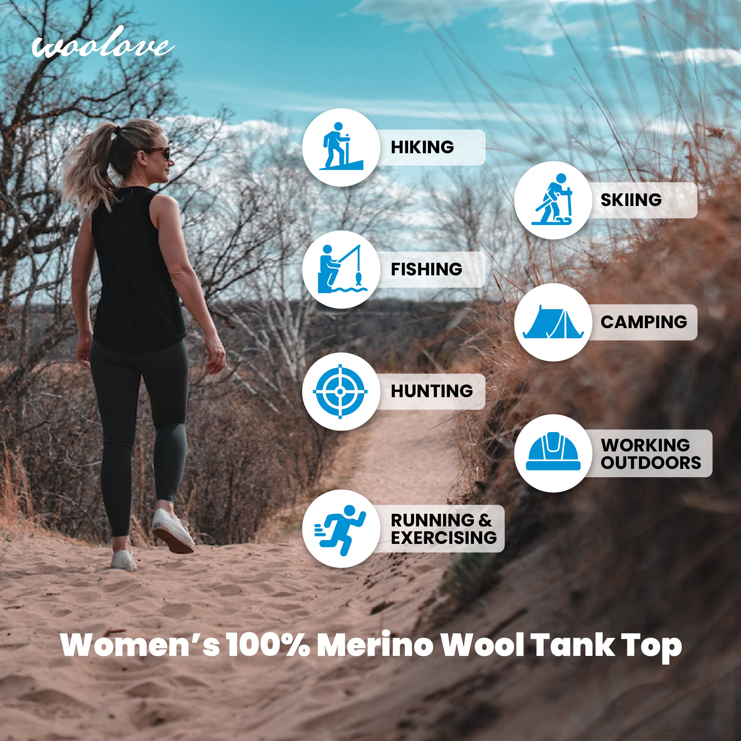 Women's Merino Wool Tank Top with Crew Neck - Woolove Apparel Women's Merino Wool Tank Top with Crew Neck - Woolove Apparel