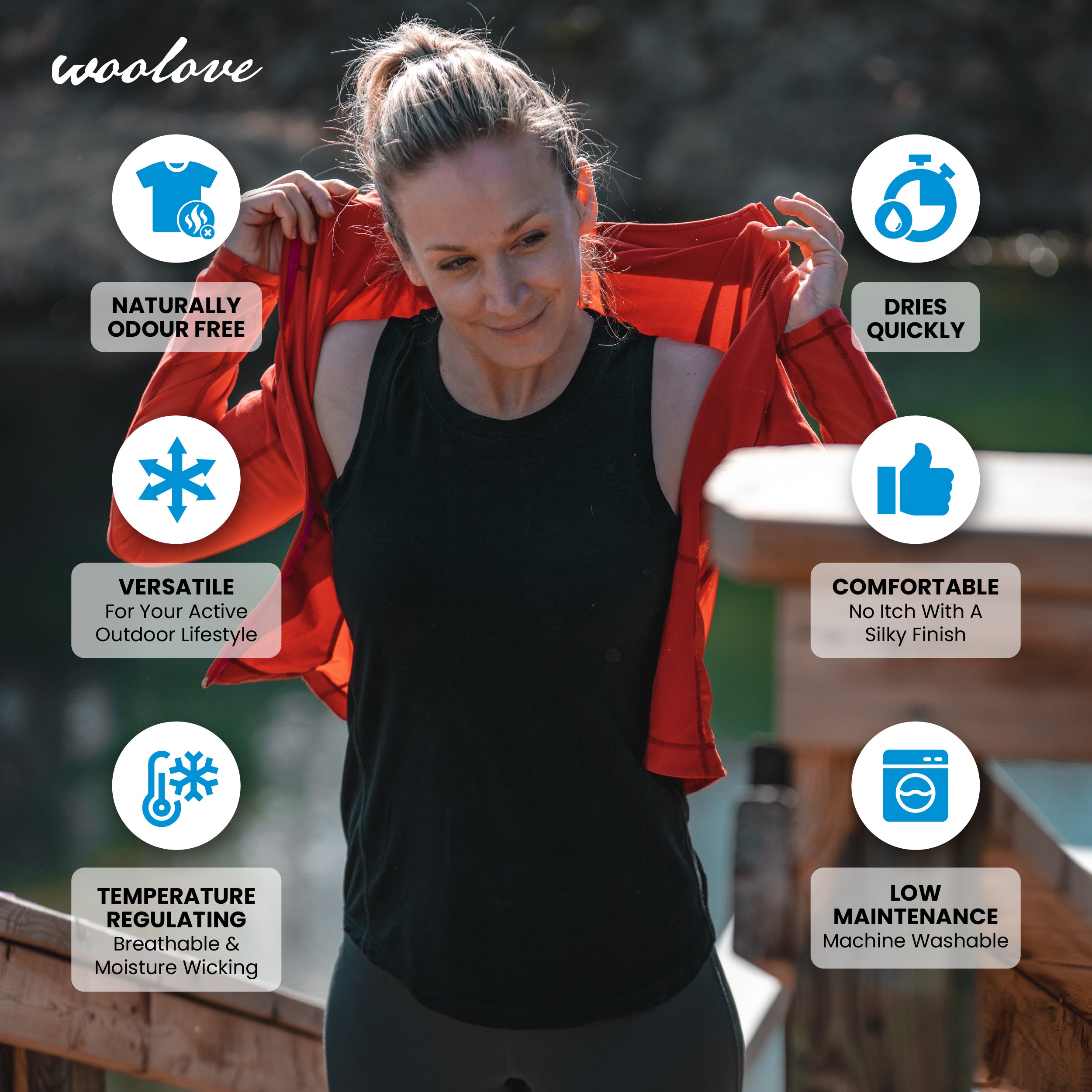 Women's Merino Wool Tank Top with Crew Neck - Woolove Apparel Women's Merino Wool Tank Top with Crew Neck - Woolove Apparel