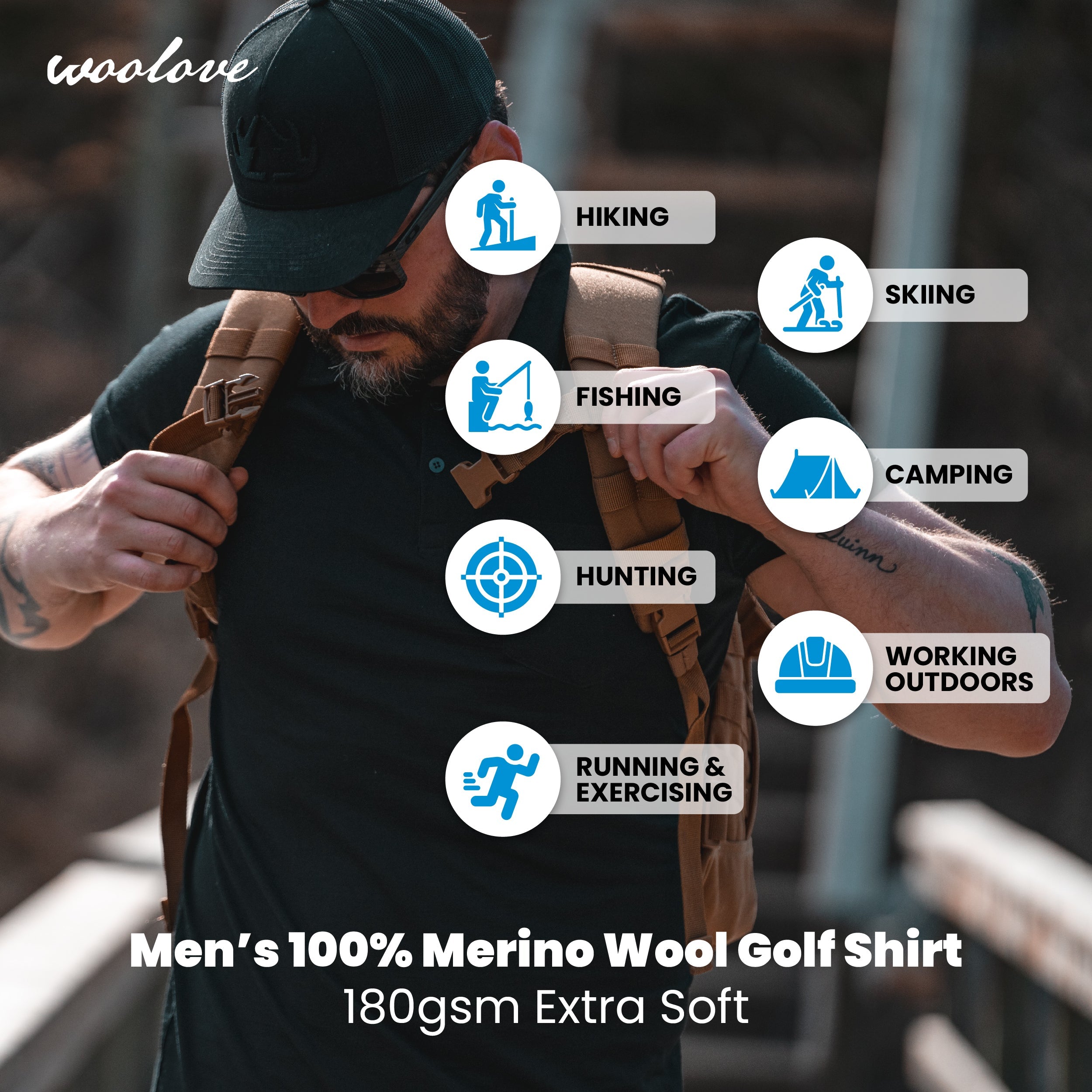 Men's 100% Merino Wool Golf Shirt (with pocket) - Woolove Apparel Men's 100% Merino Wool Golf Shirt (with pocket) - Woolove Apparel