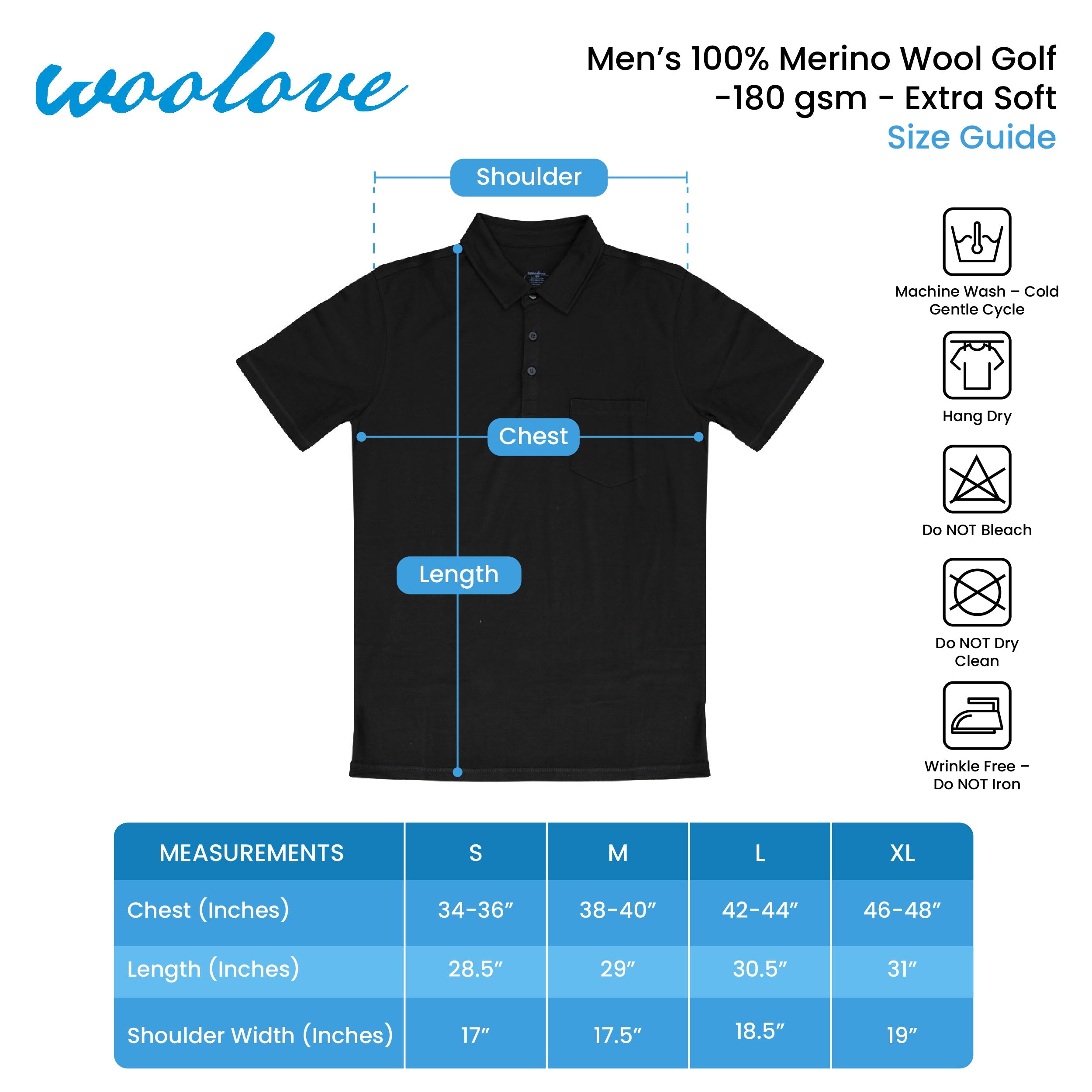 Men's 100% Merino Wool Golf Shirt (with pocket) - Woolove Apparel Men's 100% Merino Wool Golf Shirt (with pocket) - Woolove Apparel