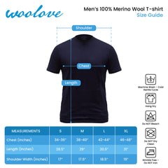 Men's 100% Merino Wool Short Sleeve T-Shirt 180g - Woolove Apparel