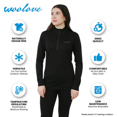 Women's 100% Merino Wool 1/4 Zip Pullover - Woolove Apparel Women's 100% Merino Wool 1/4 Zip Pullover - Woolove Apparel