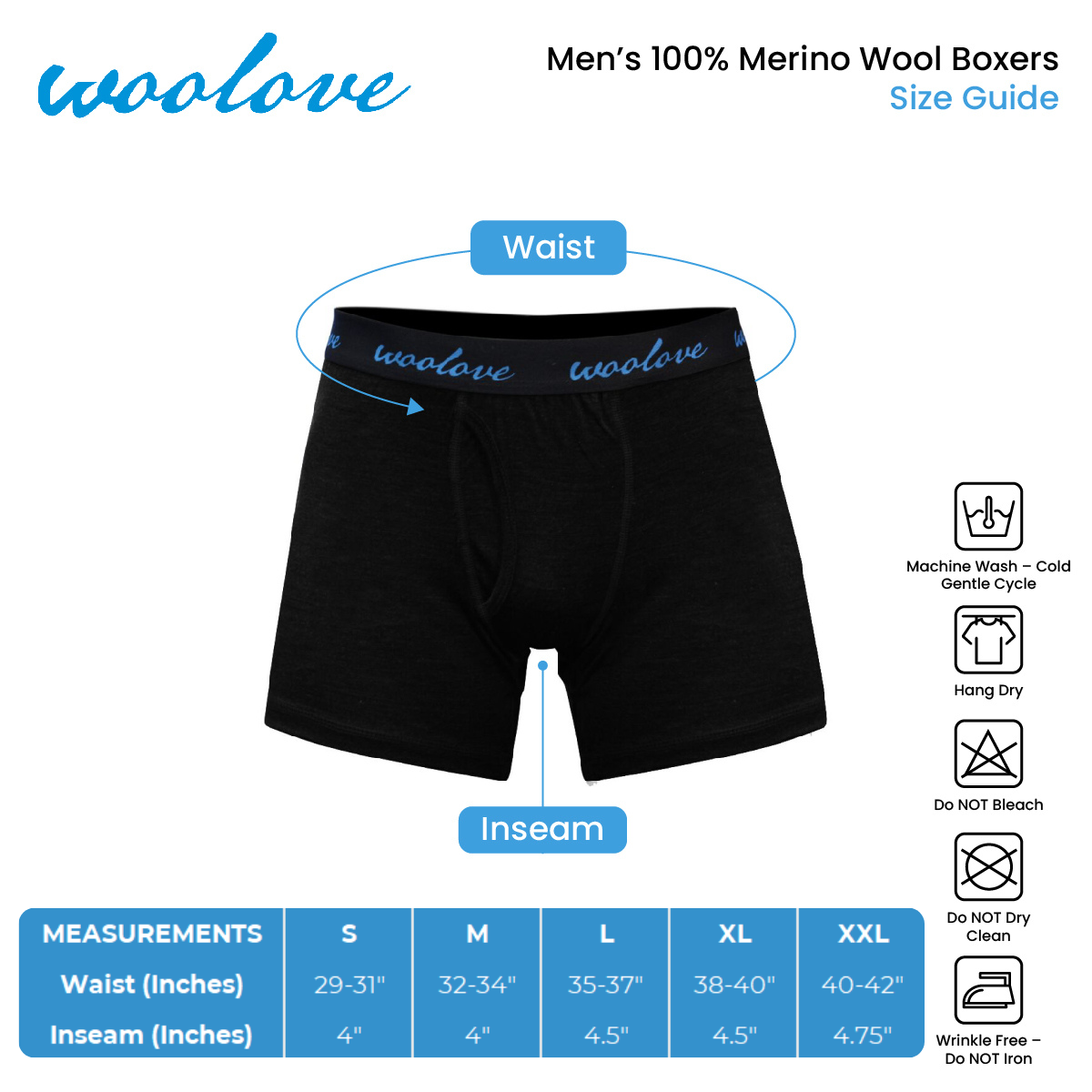 Men's 100% Merino Wool Boxer Brief Underwear - Woolove Apparel
