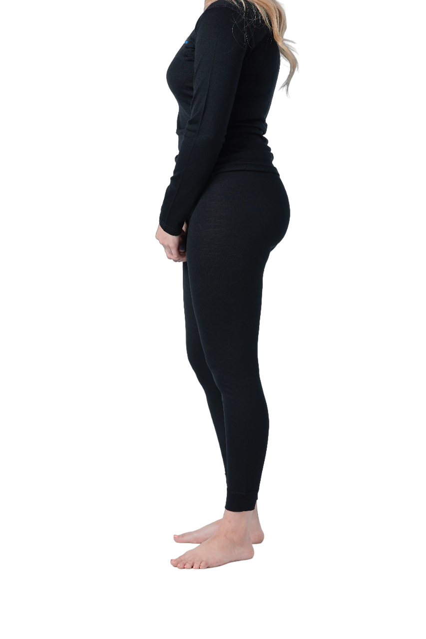 Women's 100% Merino Wool Long Underwear Base Layer Leggings 190 GSM -  Midweight - Small