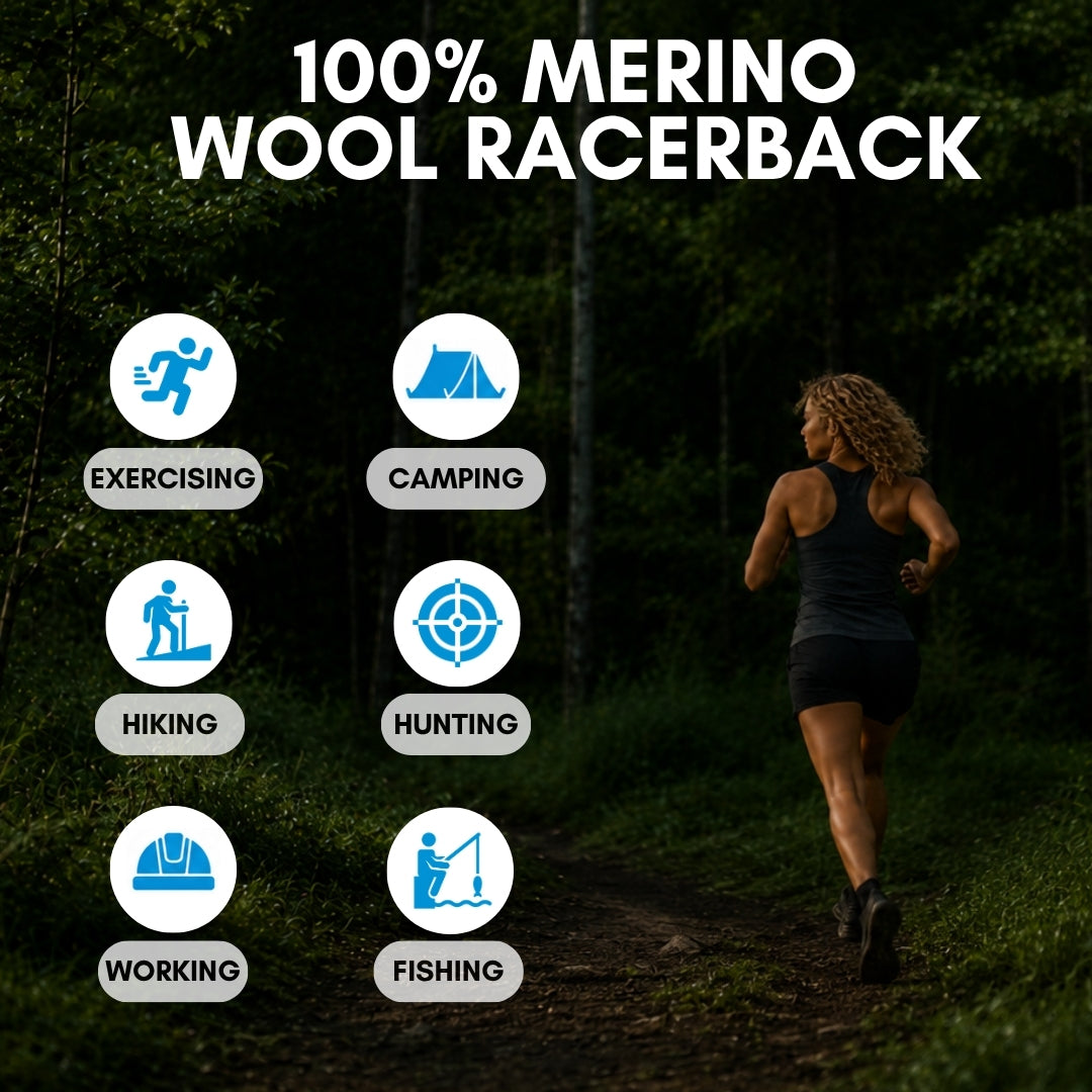 Women's Merino Wool Racerback Tank Top - Woolove Apparel