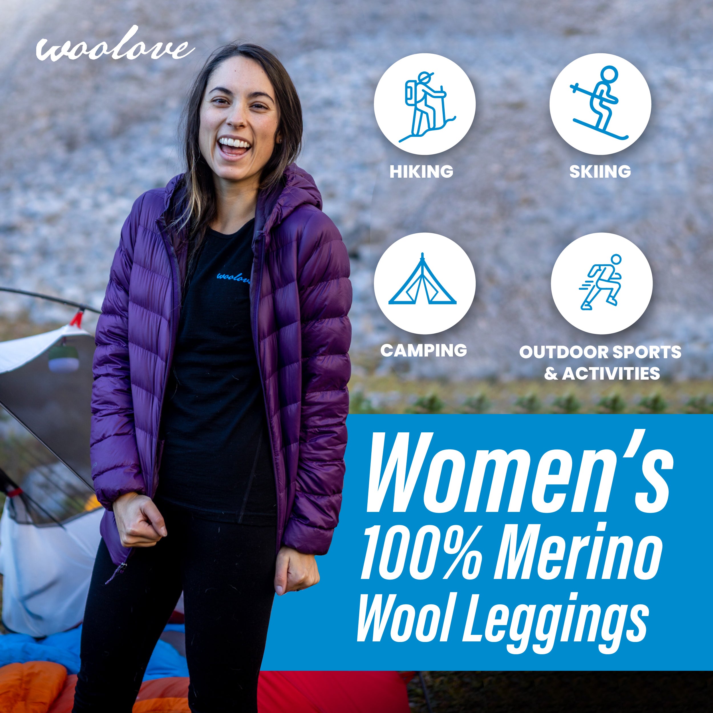 Women's 100% Merino Wool Long Underwear Base Layer Leggings 190 GSM - Midweight