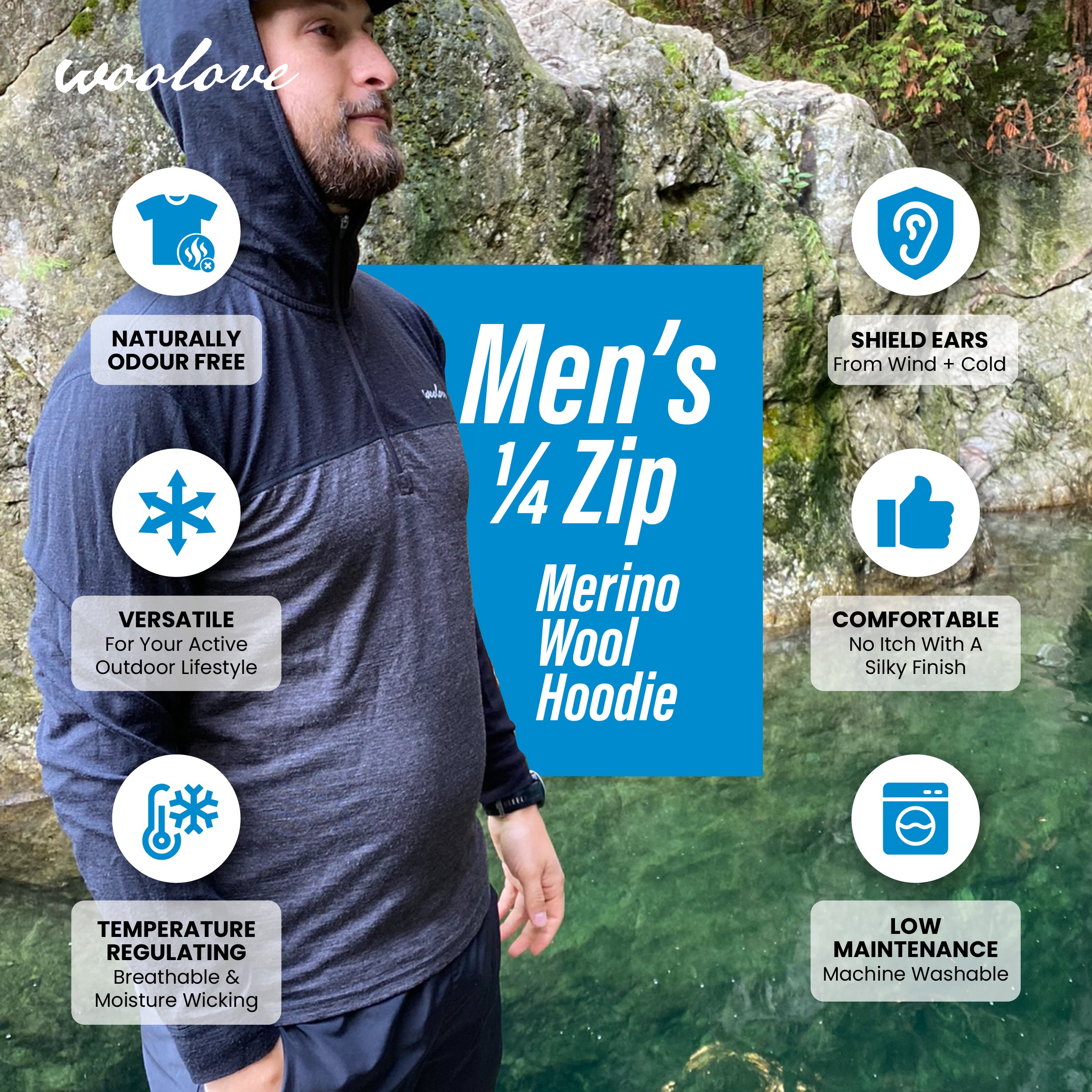 Men's 1/4 Zip Hoodie Pullover