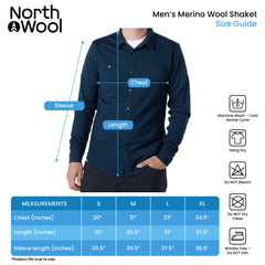 NorthWool Men's Merino Wool Shaket - Midweight Button Down Regular Fit (Navy)