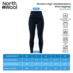 NorthWool Legging thermique en laine mérinos avec taille haute pour femme