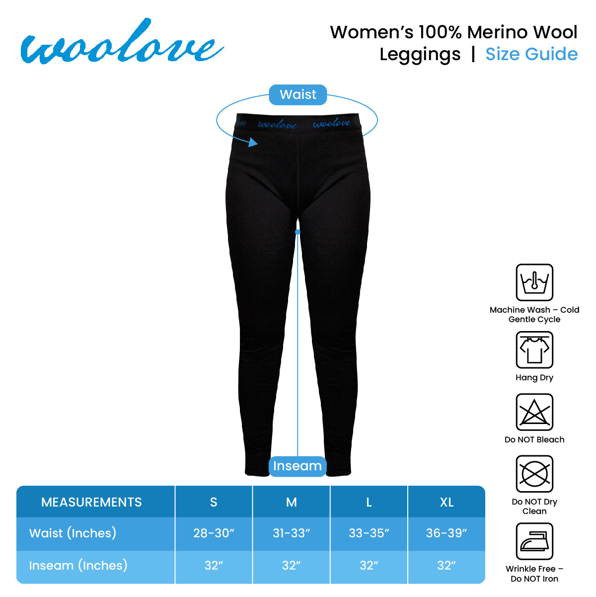 NorthWool Women's Merino Wool Thermal Baselayer Leggings with High