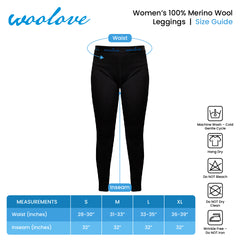 Women's 100% Merino Wool Long Underwear Base Layer Leggings 190 GSM - Woolove Apparel