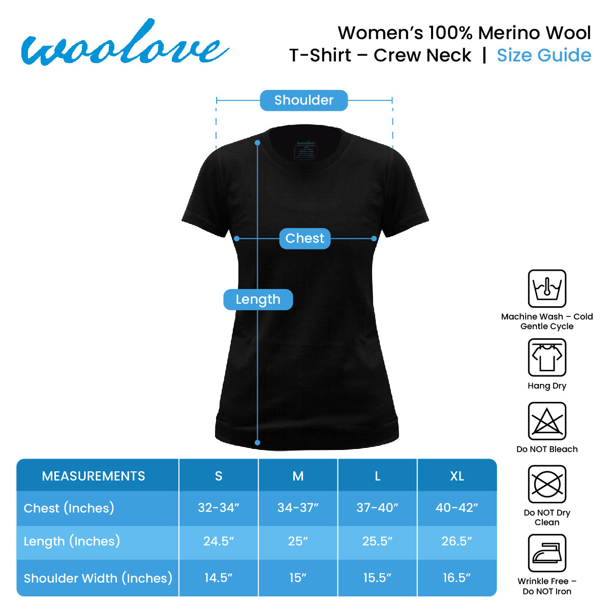 Women's 100% Merino Wool Short Sleeve T-Shirt 180g - Woolove Apparel