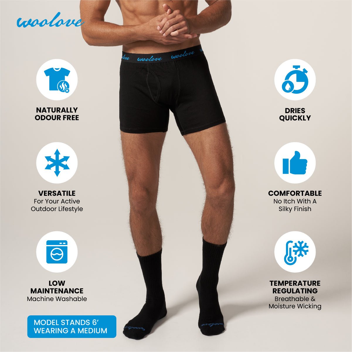 Men's 100% Merino Wool Boxer Brief Underwear