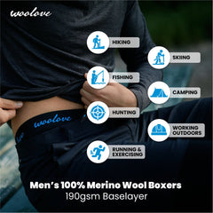 Men's 100% Merino Wool Boxer Brief Underwear - Woolove Apparel