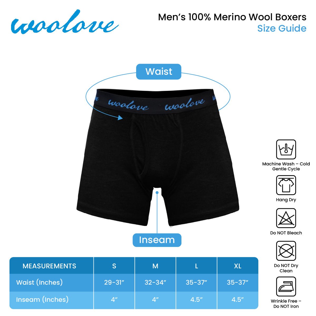 Men's 100% Merino Wool Boxer Brief Underwear - Woolove Apparel