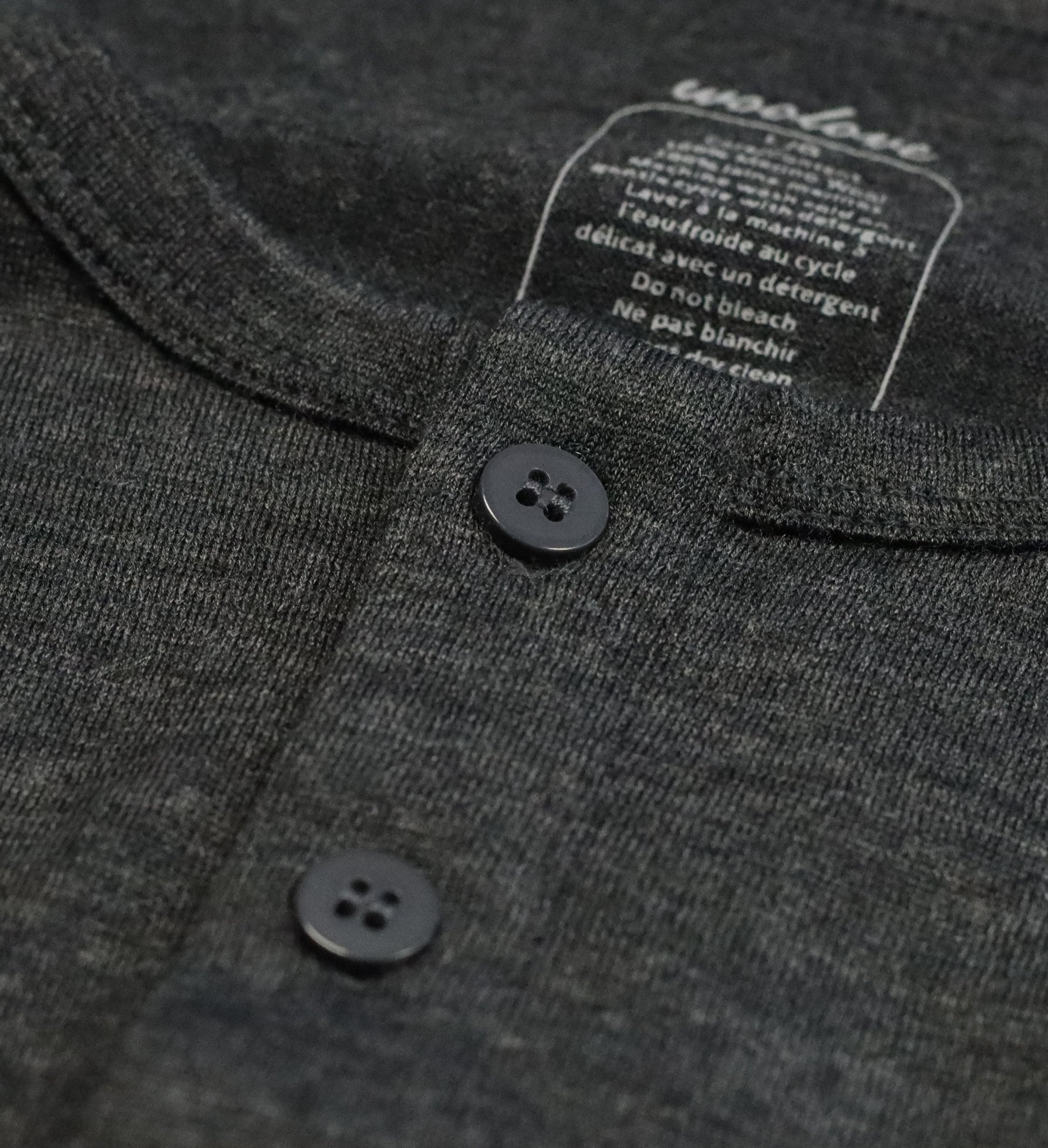 Men's 100% Merino Wool Long Sleeve Henley 190 GSM - Small / Charcoal Grey