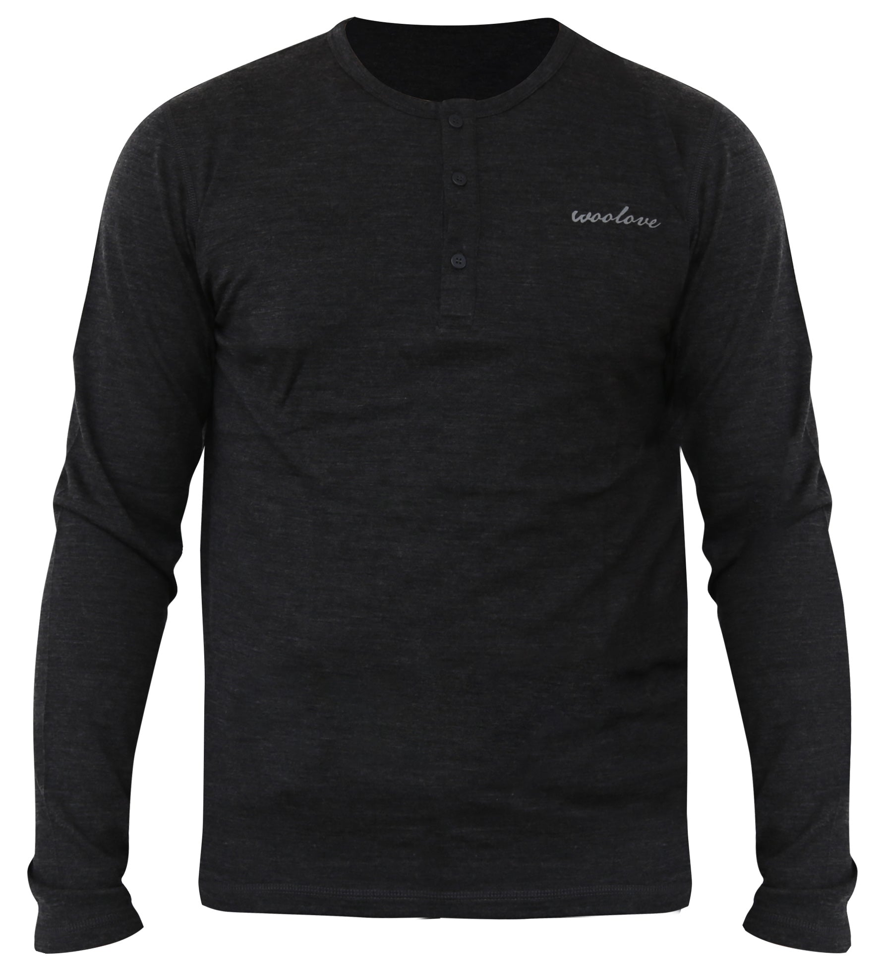 Men's 100% Merino Wool Long Sleeve Henley 190g - Woolove Apparel