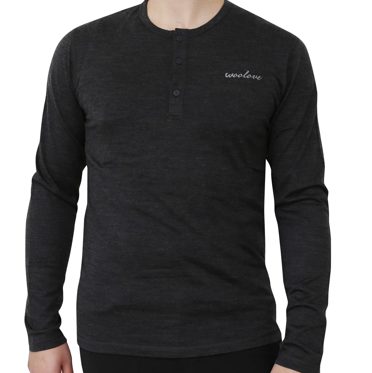 Men's 100% Merino Wool Long Sleeve Henley 190g - Woolove Apparel