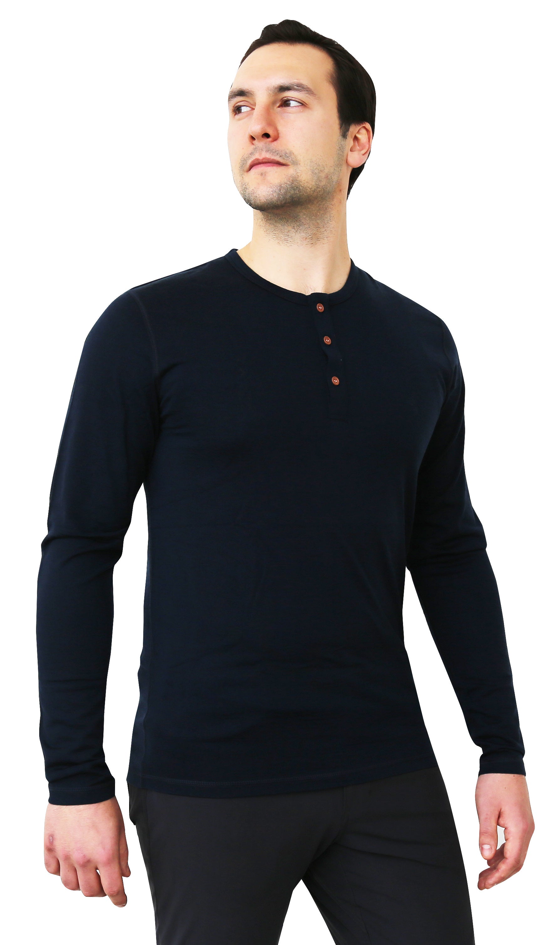 NorthWool Men's 100% Merino Wool Long Sleeve Henley Base Layer Shirt 260 GSM - Woolove Apparel