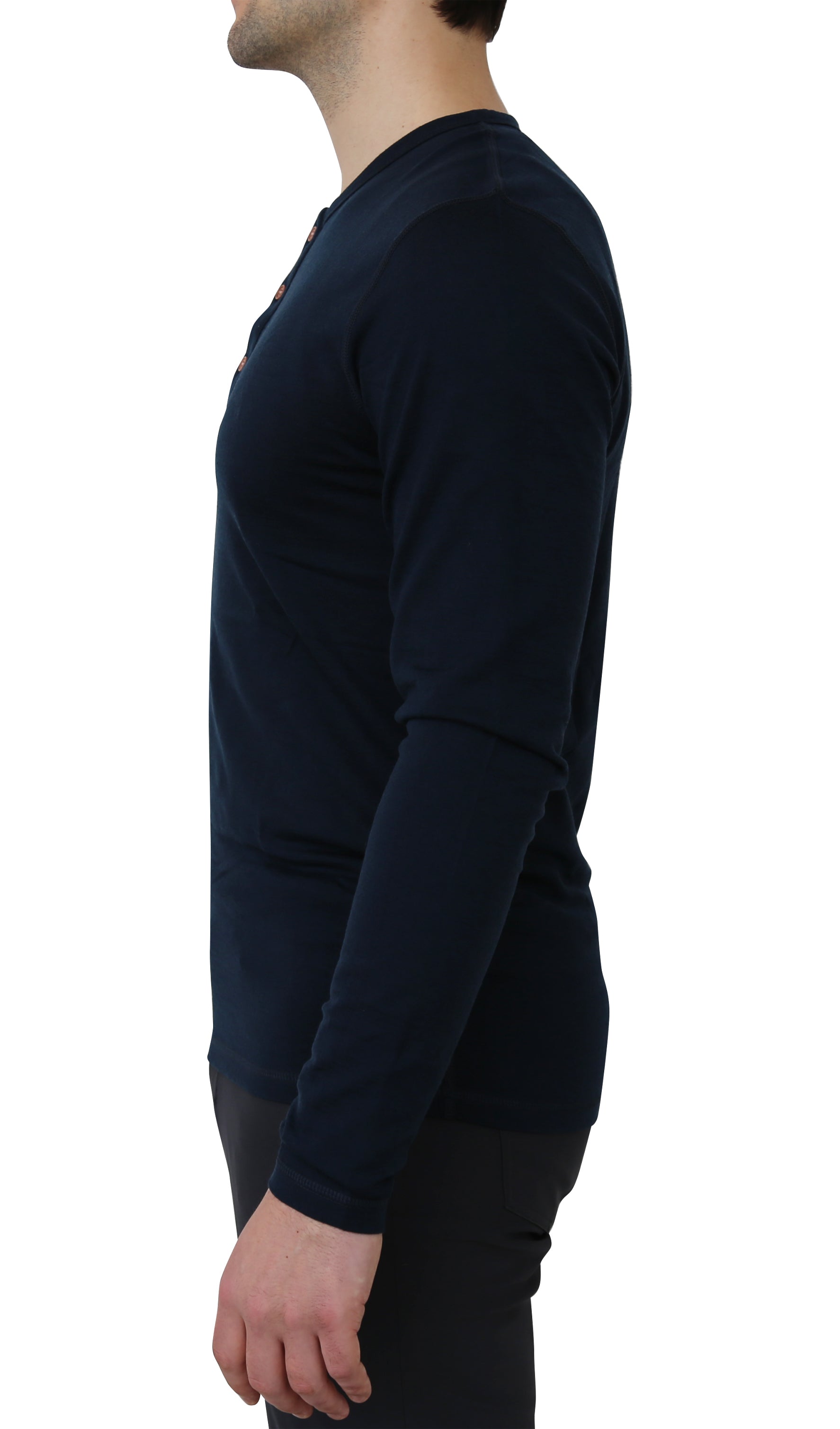 NorthWool Men's 100% Merino Wool Long Sleeve Henley Base Layer Shirt 260 GSM - Woolove Apparel