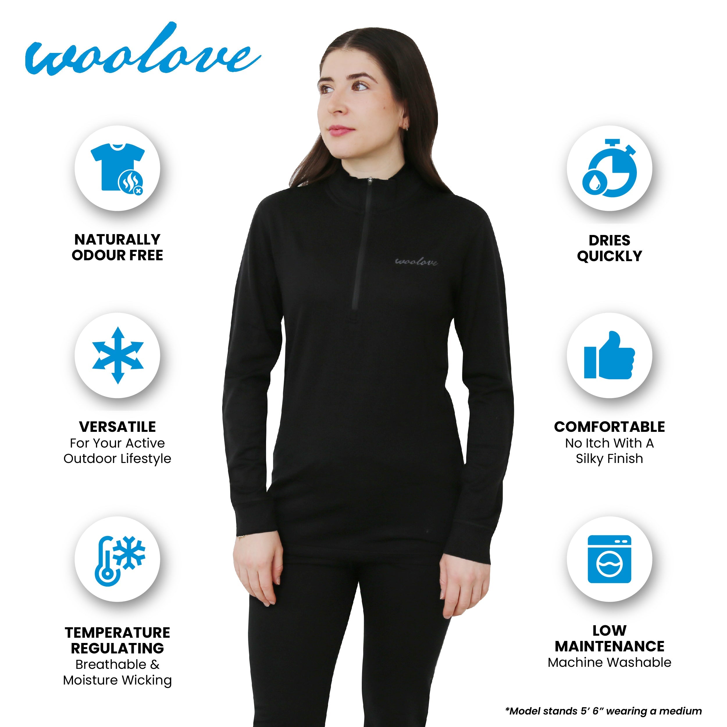Women's 100% Merino Wool 1/4 Zip Pullover - Woolove Apparel