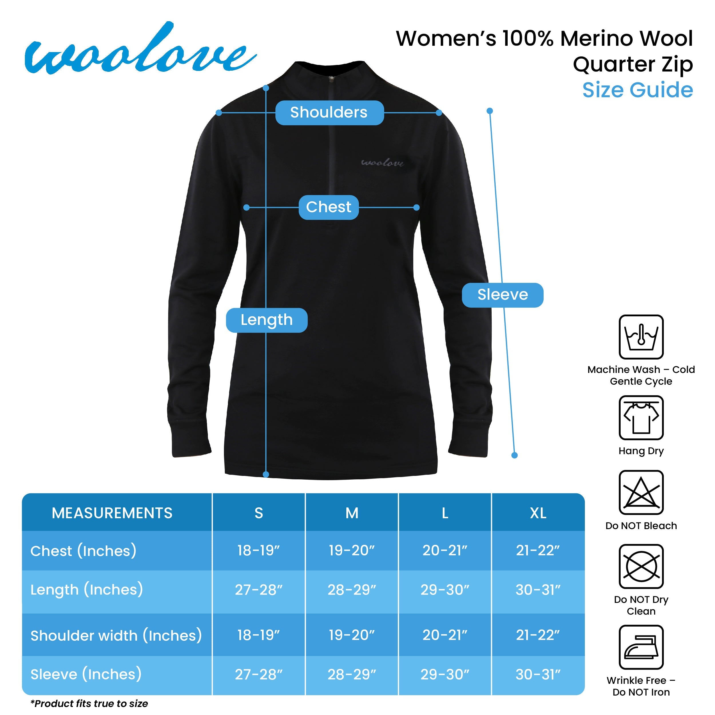 Women's 100% Merino Wool 1/4 Zip Pullover - Woolove Apparel