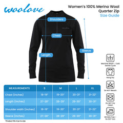 Women's 100% Merino Wool 1/4 Zip Pullover - Woolove Apparel