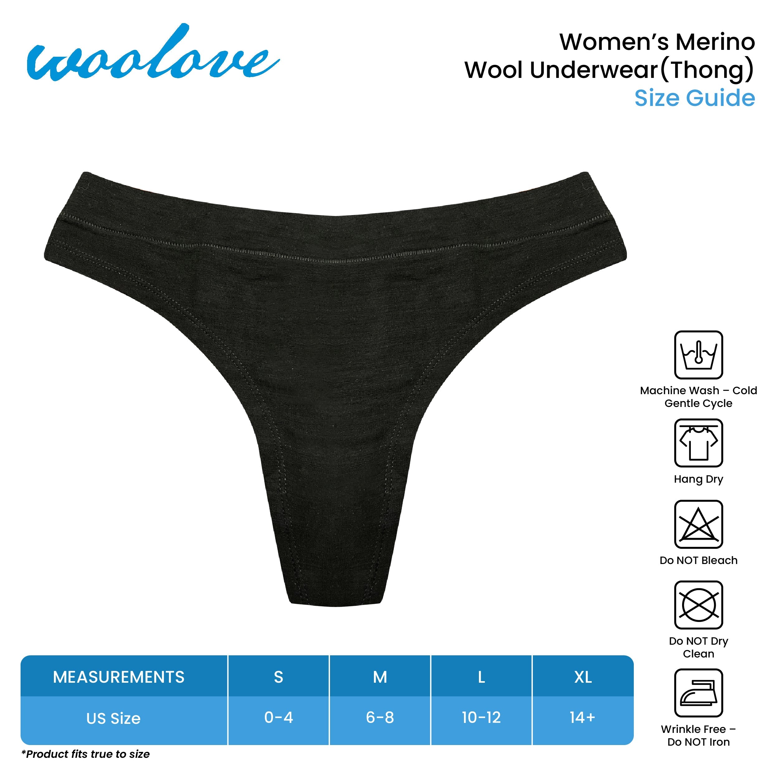 Women's Odour Blocking Merino Wool Underwear - Thong - Woolove Apparel